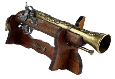 Pistolet Włoski Replika Na Stojaku Metal Drewno